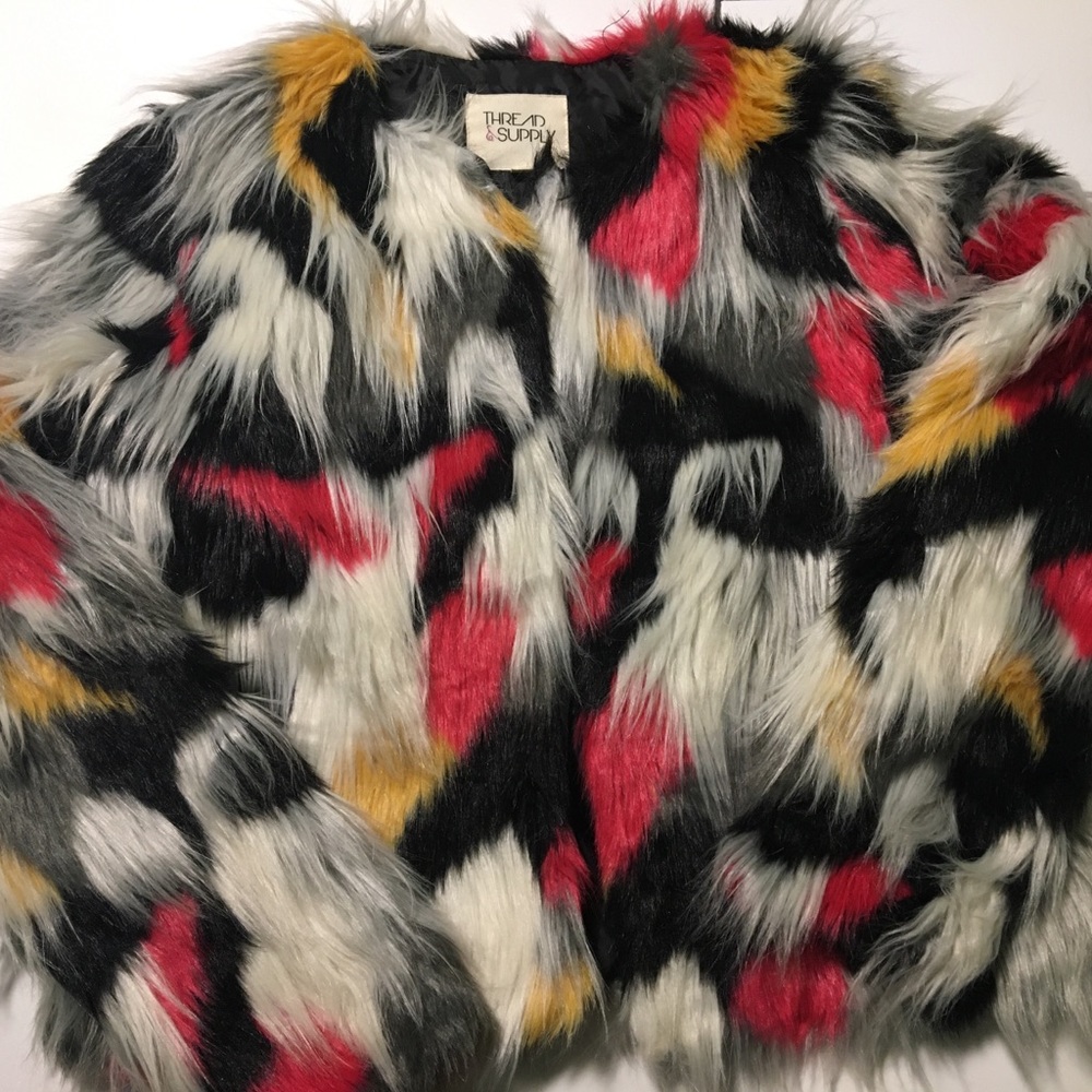 Multicolor Faux Fur Coat